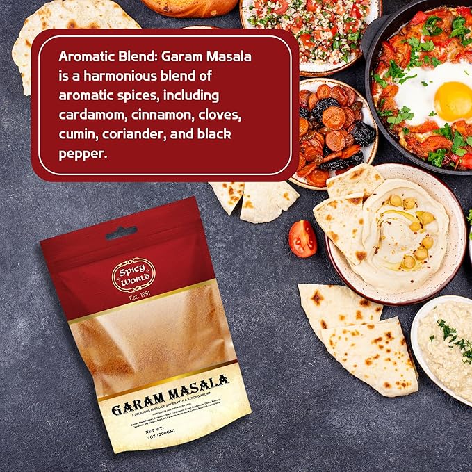 Spicy World Garam Masala Powder 7-Ounce (15 Premium Spice Blend) | Salt Free, Vegan | Indian Origin | Garam Masala Spice Powder