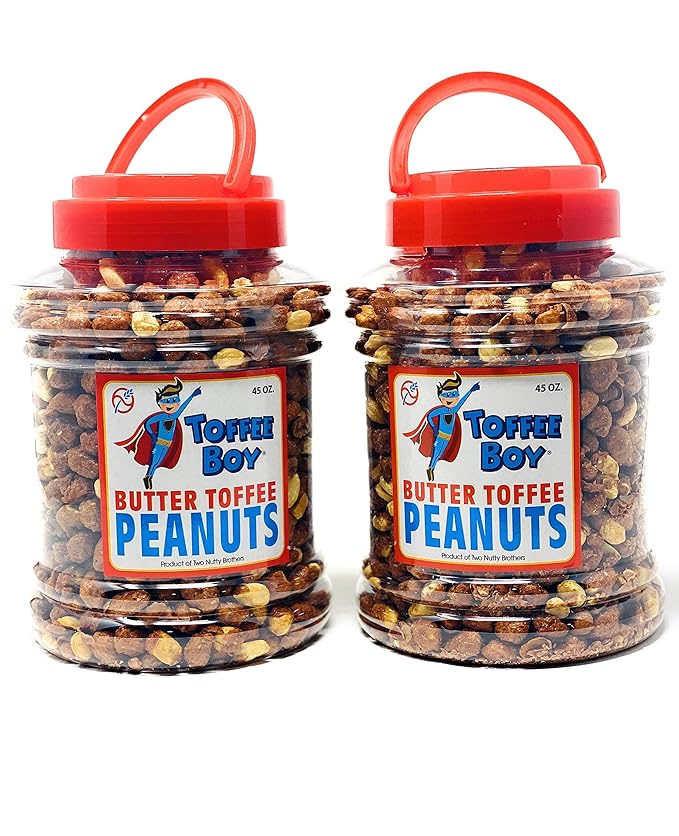 Toffee Boy's Butter Toffee Peanuts - 45 Oz Jars (Pack of 2) - Perfect for Gifting; Priority Mail짰 service (1-3 days)