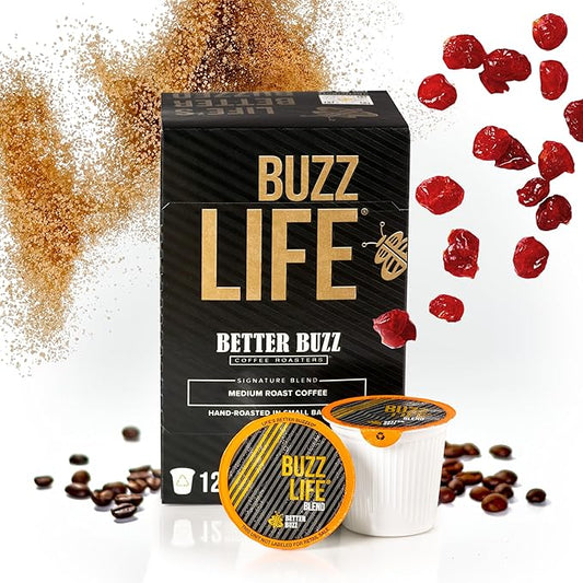 Better Buzz Life Blend (Buzz Life) Single Serve Coffee Pods Medium Roast, 12 Count (Pack of 1), Small Batch Roasted Arabica Coffee Beans, K-Cup Compatible