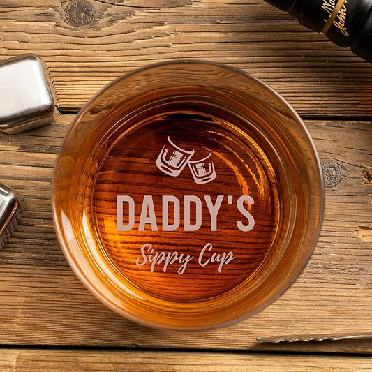 Whiskey Rocks Glass Father's Day Gift For Dad, Daddy's Sippy Cup Whiskey Glasses, Christmas Birthday Gifts for Dad from Daughter Son