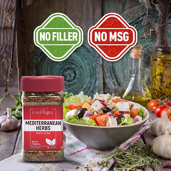 Eastanbul Mediterranean Seasoning, 5.29oz, Mediterranean Spice Blend, Herb & Salt Blend, Spiced Sea Salt and Herb Seasoning For Food, No Filler, No MSG, Vegan, Gluten Free