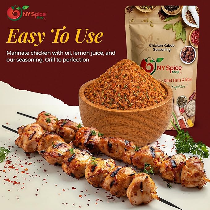 NY Spice Shop Chicken Kabob Seasoning - 6 Ounce Spicy Chicken Breast Kabob Mediterranean Spicy Smoked Chili Seasoning - Natural Gyro Greek Spice Pepper