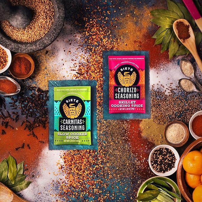 Siete Carnitas Seasoning Mix | Slow Cooker Spices | Gluten Free | Vegan | Paleo | Preservative Free (6 Packets) 42 Servings