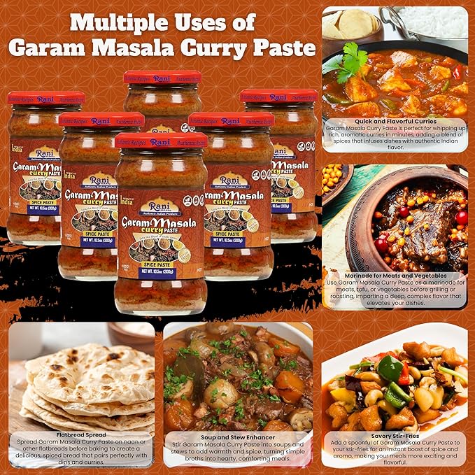 Rani Garam Masala Curry Spice Paste 10.5oz (300g) Glass Jar, Pack of 5+1 FREE ~ No Colors | All Natural | NON-GMO | Kosher | Vegan | Gluten Free | Indian Origin