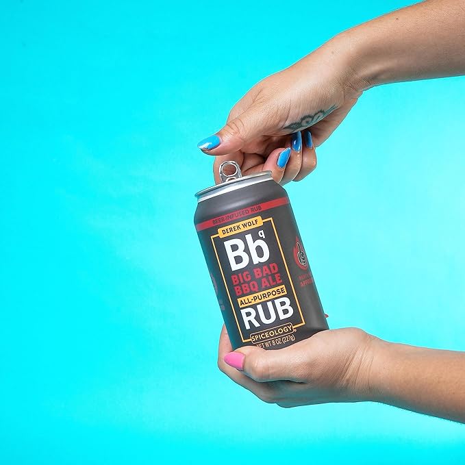 Spiceology & Derek Wolf - Big Bad BBQ Ale - Beer-Infused Barbecue Rubs, Spices and Seasonings - Use On: Beef, Chicken, Pork, Seafood, Vegetables, Marinades, or Sauces - 8 oz Can with Resealable Lid