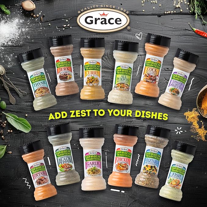 Grace Caribbean Traditions Garlic Powder - 2 Pack - Caribbean Granulated Garlic Powder - Ground Garlic Powder Seasoning for Cooking - Gluten Free Garlic Spice