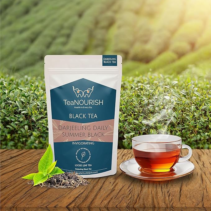 TeaNOURISH Darjeeling Daily Summer Black Tea | Original English Breakfast Tea | Energizing & Aromatic Loose Leaf Tea | Freshly Sourced Direct From Origin - 3.53oz/100g