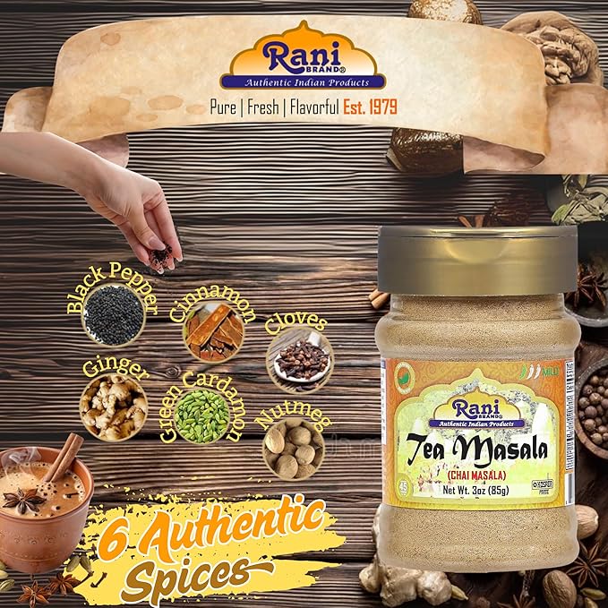 Rani Tea (Chai) Masala Indian Spice Blend 3oz (85g) PET Jar ~ All Natural | Vegan | Gluten Friendly | Salt & Sugar Free | NON-GMO | No Colors | Indian Origin
