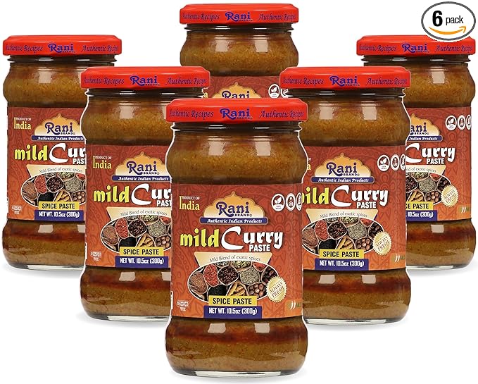 Rani Curry Paste MILD (Spice Paste) 10.5oz (300g) Glass Jar, Pack of 5+1 FREE ~ No Colors | All Natural | NON-GMO | Vegan | Gluten Free | Indian Origin