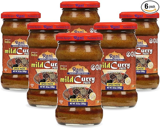 Rani Curry Paste MILD (Spice Paste) 10.5oz (300g) Glass Jar, Pack of 5+1 FREE ~ No Colors | All Natural | NON-GMO | Vegan | Gluten Free | Indian Origin