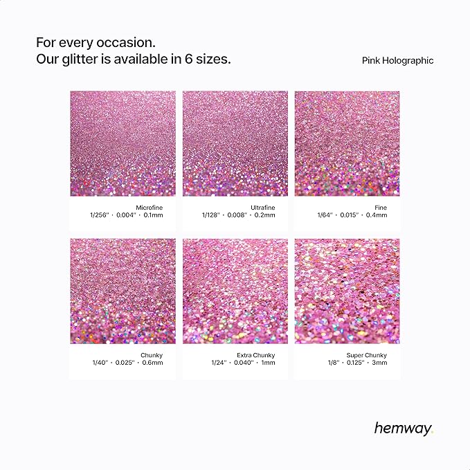 Hemway Premium Glitter Shaker - Pink Holographic | 130g Chunky Metallic Flake Sequins for Resin & Epoxy Crafts | Craft Supplies for Tumblers, Festival, Art