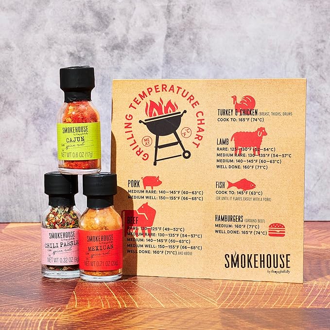 Smokehouse by Thoughtfully, Grilling Spices BBQ Set, Includes BBQ Tongs, Magnet and Flavorful Seasoning and Rubs