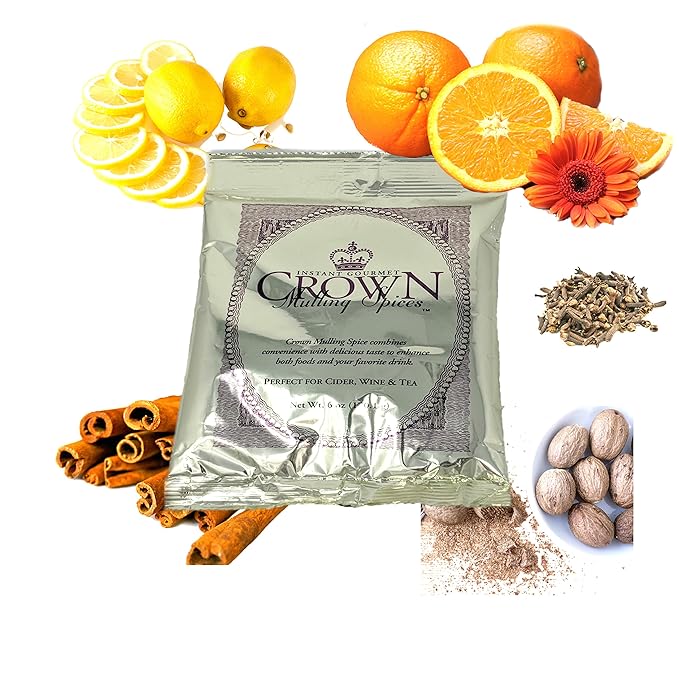 Crown Mulling Spices/Instant Gourmet Mulling Spice/Apple Cider, Wine, and Tea/Vegan and Gluten-Free/6 ounce/Perfectly Spices 1 Gallon of Your Favorite Beverage (3 Pack)