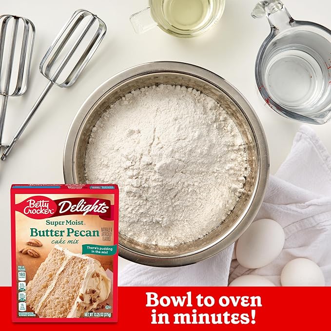 Betty Crocker Delights Super Moist Butter Pecan Cake Mix, 13.25 oz. (Pack of 12)