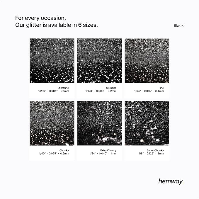 Hemway Premium Glitter Shaker - Black | 125g Microfine Metallic Flake Sequins for Resin & Epoxy Crafts | Craft Supplies for Tumblers, Festival, Art