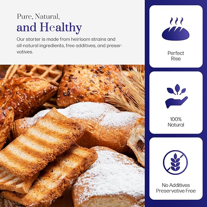 San Francisco Sourdough Starter Culture- 100+ Year Old Dehydrated Heirloom Style Sourdough Starter Kit for Sourdough Bread, Pizza, Buns, Pancakes, Muffins | Easy to follow instructions. By Captain Sourpants