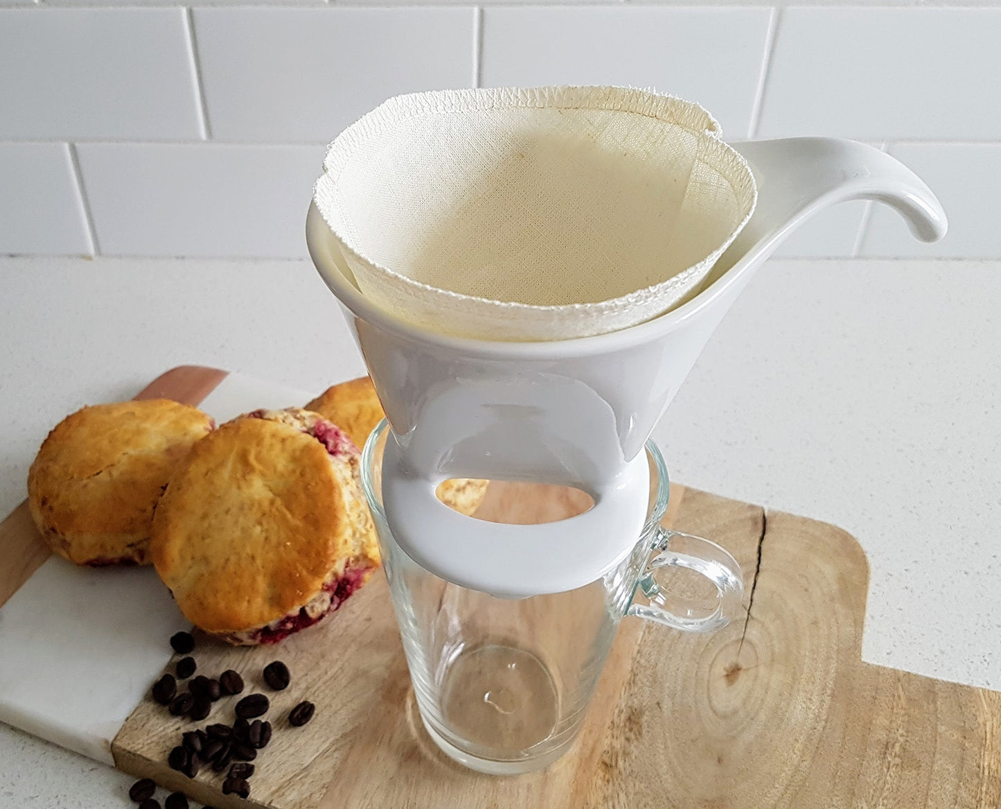 Cloth Reusable Cone Coffee Filter (Size #2) - Made in Canada of Hemp and Organic Cotton - Zero