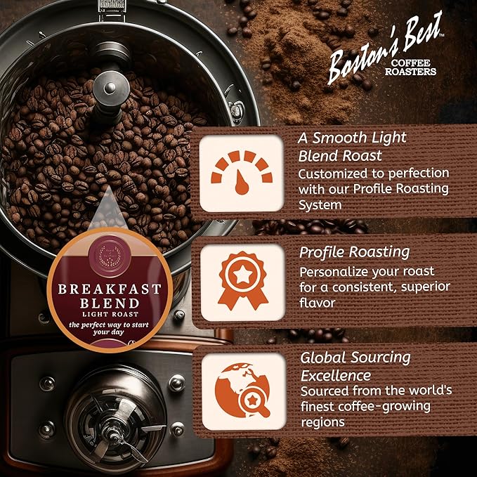 Boston???Best Coffee - Smooth Light-Roast Breakfast Blend Gourmet Premium Ground Coffee, 11 oz. / 311 g Bag