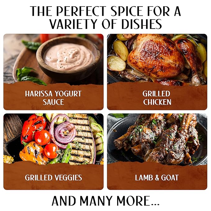 Premium Moroccan Harissa Spice Blend: Authentic Harissa Spice Blend Powder Hand Crafted Harissa Seasoning - Exclusive Small Batch Blend - 2 oz (1 Package)