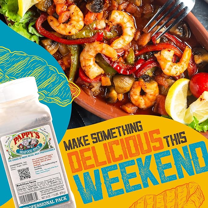 Pappy's Seafood Spice - Perfect Seasoning for Grilled Fish, Shrimp, Crab, Lobster, and Seafood Boils | Ideal for Blackened, Fried, and Baked Seafood Dishes