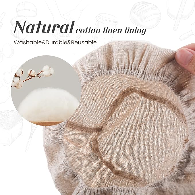 Joyyy Sourdough Bread Proofing Baskets with Liner, Dough Rising Ratten Bowl for Bread Making and Baking, Oval, 10 inch (Set of 2)