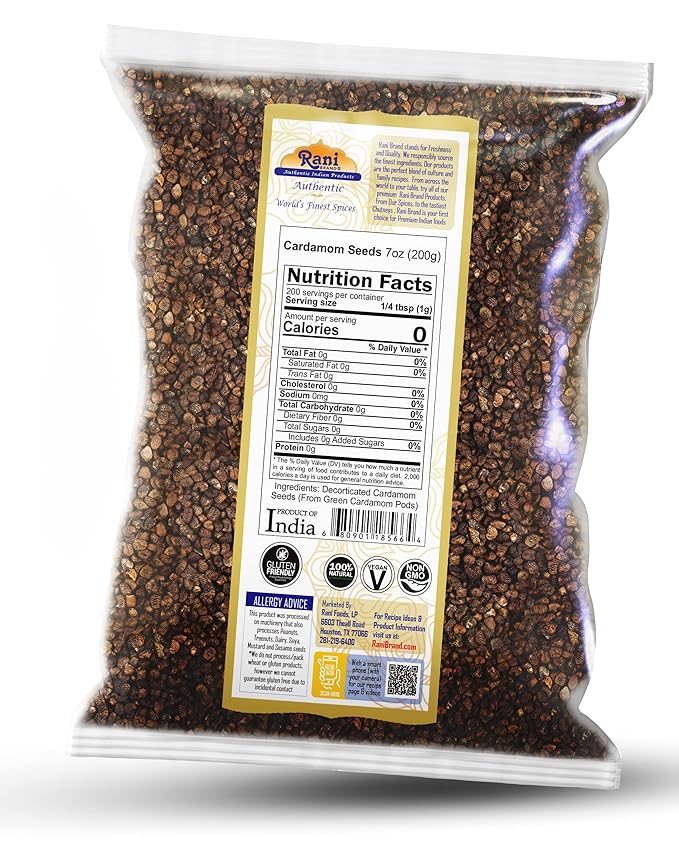 Rani Cardamom (Elachi) Decorticated Seeds Indian Spice 7oz (200g) ~ All Natural | Vegan | Gluten Friendly | NON-GMO | Kosher | Indian Origin