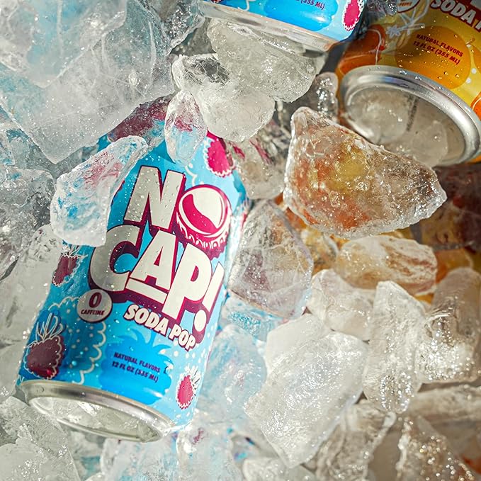 No Cap! Healthy Soda Alternative, Zero Sugar, Low Calorie, Caffeine Free, Vegan, Gluten Free, Great For Kids & Teenagers 12 Oz Cans, 12 Pack (Bussin Berry)
