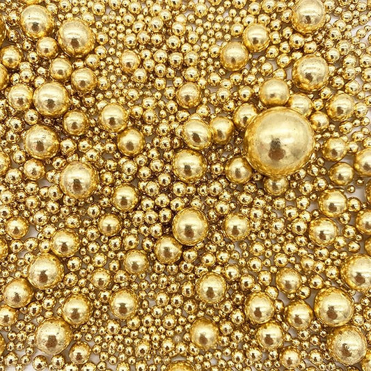 Weraru Edible Bright Gold Pearl Sugar Sprinkles Candy Mixing Size Baking Edible Cake Decorations Cupcake Toppers Cookie Decorating Celebrations Wedding Shower Party Chirstmas Supplies 120g/ 4.2oz