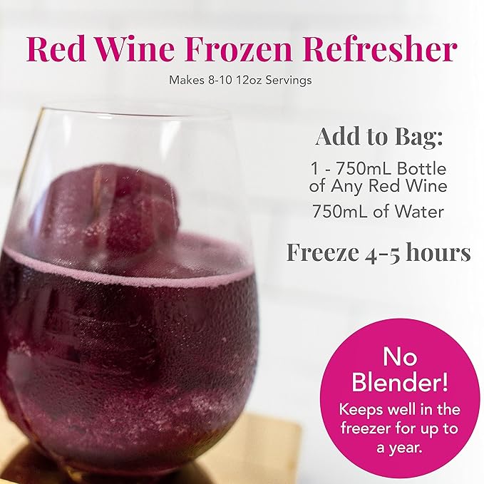 Frozen Cocktail Drink Mix - Makes 10 Wine Slushies - Drink Powder Pouches for Alcohol - All Natural Low Sugar Mixer, No Blender Needed - Frapp챕 Vino