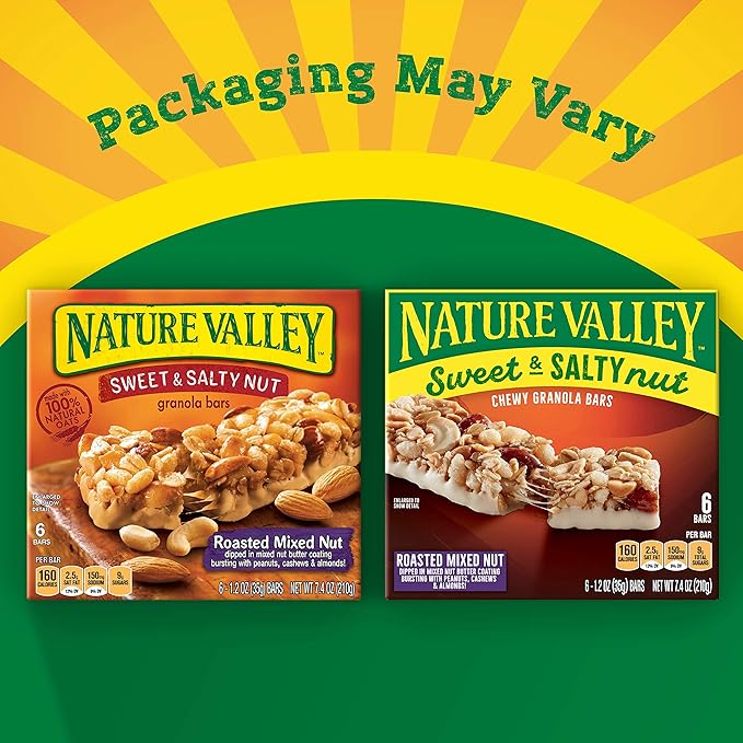 Nature Valley Granola Bars, Sweet and Salty Nut, Roasted Mixed Nut, 6 Bars, 7.4 OZ