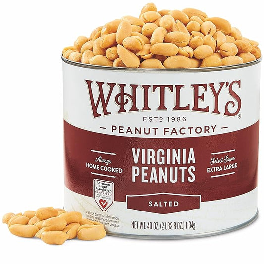 Whitley?셲 Salted Virginia Peanuts ??Super Extra Large 'Home Cooked' Virginia Peanuts (40 Ounce Tin)