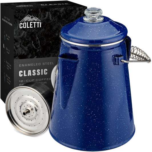 COLETTI Classic Percolator Coffee Pot — The Most Nostalgic Camping Coffee Pot, Now Modernized [Blue
