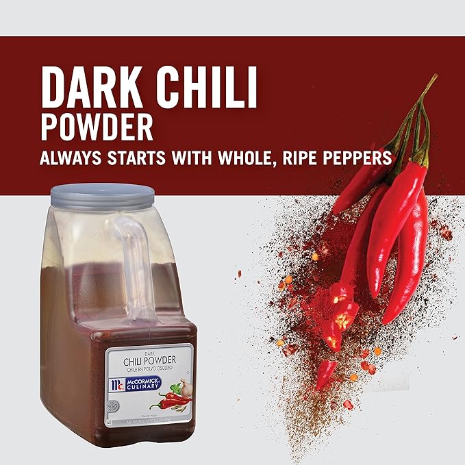 McCormick Culinary Dark Chili Powder, 5.5 lb - One 5.5 Pound Container of Bulk Dark Chili Powder Seasoning for a Sweet, Earthy Flavor, Best on Nachos, Enchiladas, Mexican Dishes and More