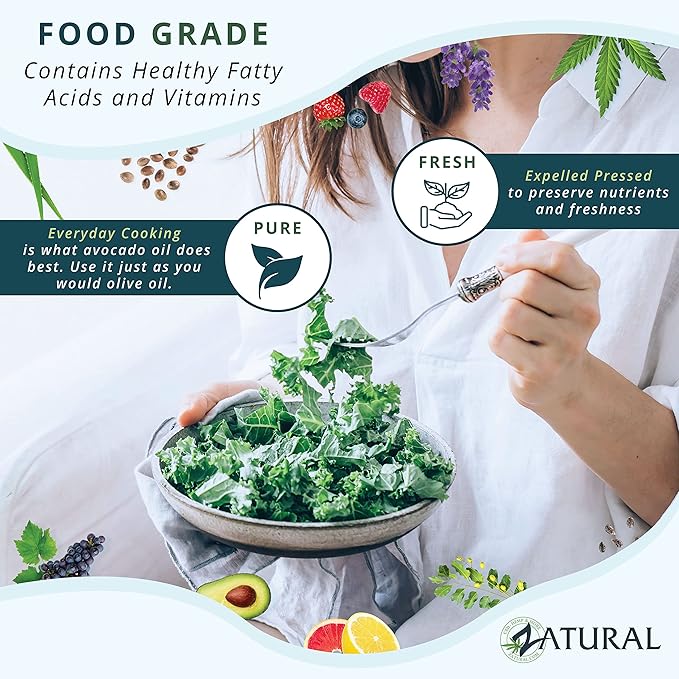 Zatural 100% Avocado Oil Pure Natural without Additives, Clean, Cold Pressed, Non-GMO, Vegan: For Cooking, Frying, Baking and for Sauces, Dressings, Marinades, Salads (8 Ounce)
