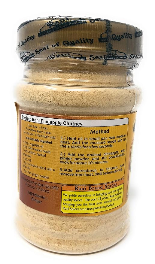 Rani Ginger (Adarak) Powder Ground, Spice 2.5oz (71g) PET Jar ~ All Natural | Vegan | Gluten Friendly | NON-GMO | Kosher | Indian Origin