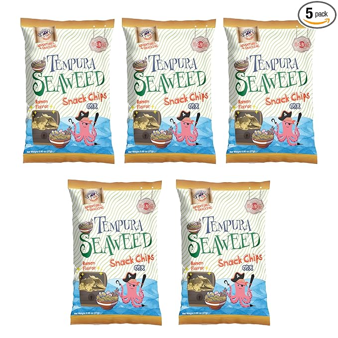 Japanese Tempura Seaweed Snack Chips, Noriten ??Ramen Flavor | 0.95oz x 5 | Made in Japan by Swashbuckle Snacks