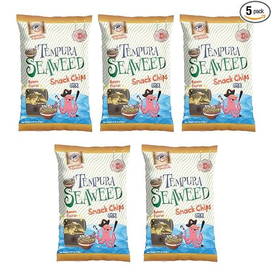 Japanese Tempura Seaweed Snack Chips, Noriten ??Ramen Flavor | 0.95oz x 5 | Made in Japan by Swashbuckle Snacks