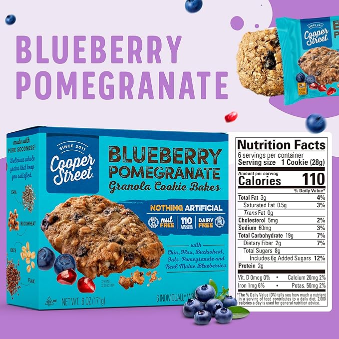 Cooper Street Cookies Chewy Granola Bakes Blueberry Pomegranate, 1 Ounce (36 Count)