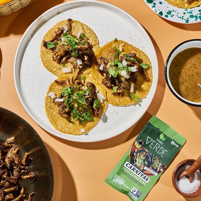 Carnitas Healthy Taco Seasoning Packets - Todo Verde Mexican Seasoning Mix | Chef Curated Taco Blends with Porcini Mushroom & Black Garlic | Vegan, Gluten Free, Preservative Free (6 Pack)