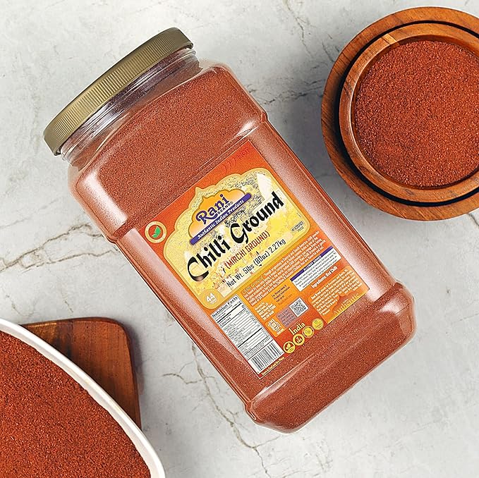 Rani Chilli Powder (Mirchi) Ground Indian Spice 80oz (5lbs) 2.27kg Bulk PET Jar ~ All Natural | Salt-Free | Vegan | No Colors | Gluten Friendly | NON-GMO | Kosher | Indian Origin