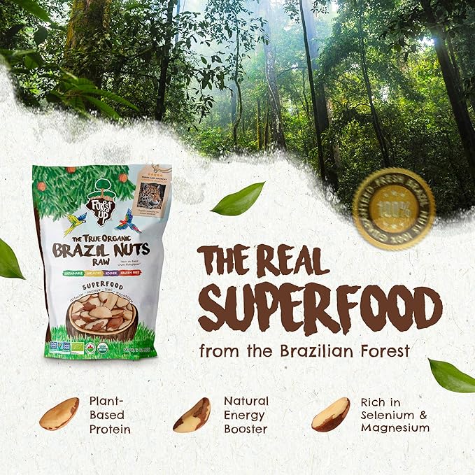 2 Snacks The True Organic Brazil Nuts Medium Size 48 oz 3lbs – Raw and Unsalted – Rich in Vegetable Protein – Fresh, Vegan and Gluten Free – Forest Up