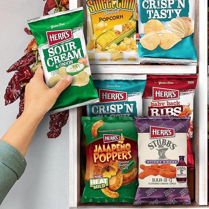 Herr's Variety Pack, Assorted Snacks, 0.625??.5 Ounce (Pack of 24 Bags) ??A Delicious Mix of Chips, Pretzels, and Cheese Snacks ??Great for Family Snacking and Lunchboxes