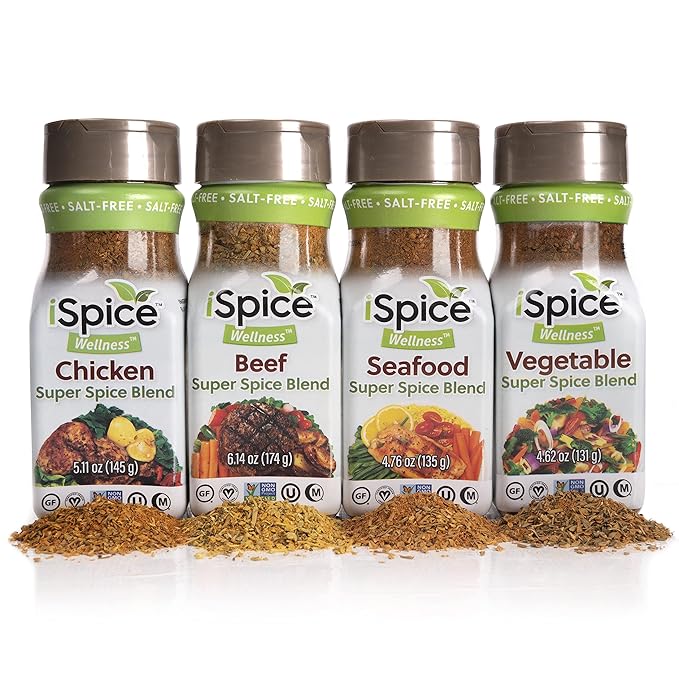 iSpice - Salt-Free | Sugar free | 100% Pure Wellness Salad Seasoning Fat Free Super Spice Blend | All Natural | Ready to use as is | No preparation is necessary (4 pack keto bundle)