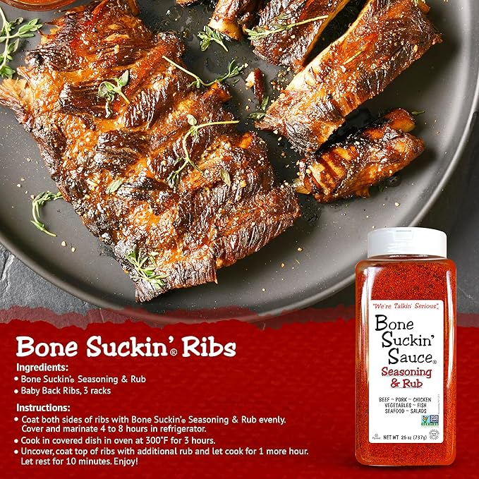 Bone Suckin' Sauce Bulk Seasoning & Rub - Brown Sugar, Garlic, Onion, Spices - Non-GMO, Gluten-Free, Fat-Free, Kosher, Pareve, No MSG (1 Pack, Original)