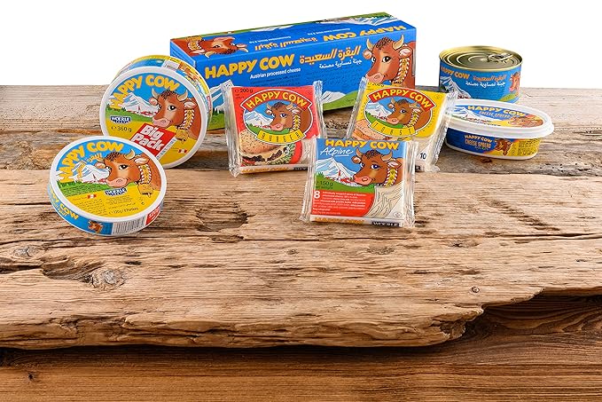 Happy Cow Halal Austrian Processed Cheese 12 OZ (340g) Easy Open Can, Rich Cheddar Flavor, Long Shelf Life, Perfect for Cooking, Snacking,Camping