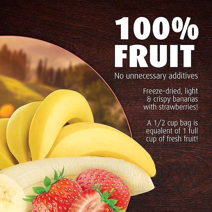 Brothers All Natural Disney Freeze Dried Fruit Crisps, Banana Strawberry, 0.42 Oz (Pack of 12), Made with 100% Fruit, Gluten Free, Soy Free, Vegan, Heathy Snack, Lunch Box Ready