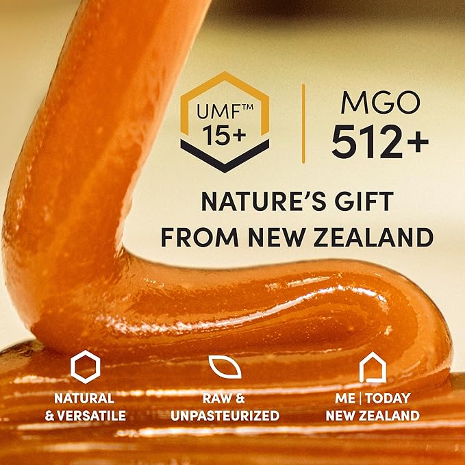 Me Today Manuka Honey, UMF 15+/MGO 512+ from New Zealand Authentic, Raw & Unpasteurized Honey | Raw Manuka Honey for Daily Wellness Support | Delicious Honey Crafted by Bees in 8.8oz