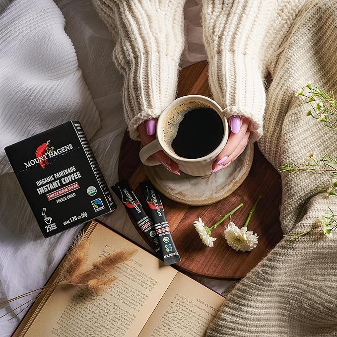 Mount Hagen 25 Count Single Serve Instant Coffee Packets | Organic Medium Roast Arabica Beans | Eco-friendly, Fair-Trade [25 sticks/1.76oz/50g]