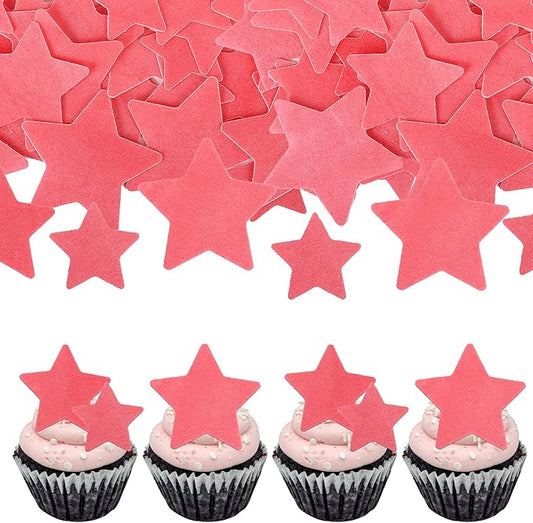 60 Pack Edible Star Cupcake Topper Twinkle Little Star Cupcake Picks Water Paper Little Star Theme Cupcake Decorations for Wedding Engagement Bridal Shower Birthday Party Supplies Red 2