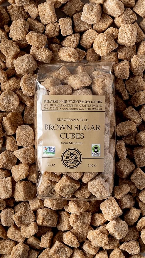India Tree Demerara Brown Sugar Cubes from Mauritius| Fair Trade Vegan NonGMO Gluten Free All-Natural Gourmet Sweetener for Coffee, Tea, and Baking | 12 Oz Bag (Pack of 3)